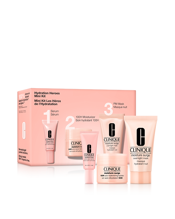 Moisture Surge™ Nem Yıldızları Başlangıç Kiti, Işıl ışıl bir görünüm için üç nem yıldızı, deneme boyu ideal mini paketlerde.