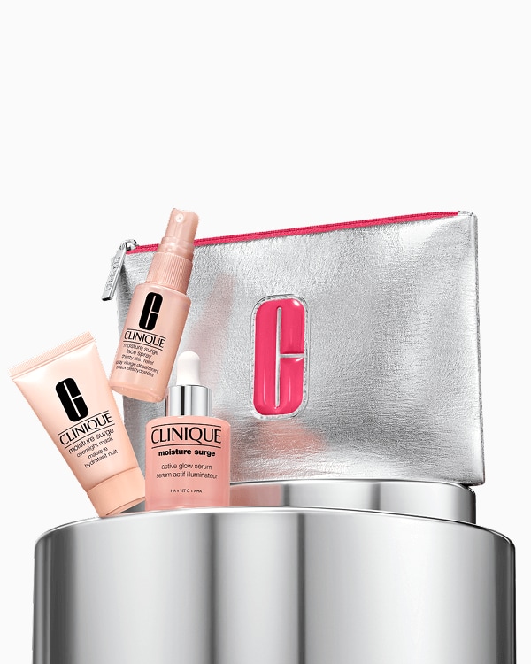 Moisture Surge™ Işıltısı Seti, Tüm sezon boyunca cildinizin ışıltılı kalmasını sağlayan üçlü bakım seti.